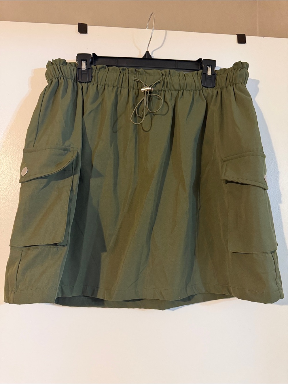 Olive and Black Green Cargo-Style Women’s Skirt